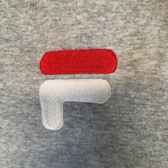 Fila Mens Crewneck Sweatshirt Heather Grey Embroidered Logo XL Pullover - Picture 2 of 9
